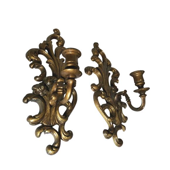 Vintage Pair of Plastic IMC Made in USA Candle Wall Sconces Candle Holders - Picture 2 of 4